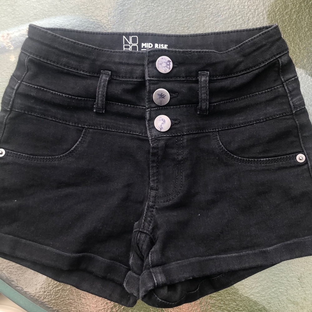 black jean shorts